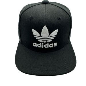 Hat Adidas Trefoil Snapback Black White Flat Brim Cap Adjustable Streetwear TRI